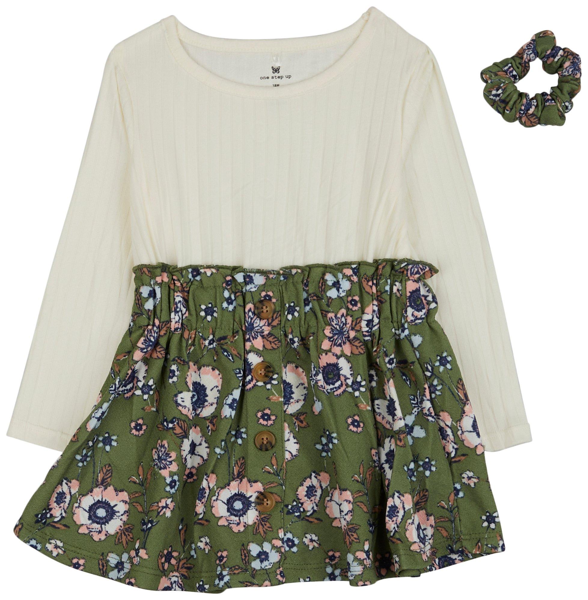One Step Up 2-pc. Baby Girls Long Sleeve Flower Dress Set