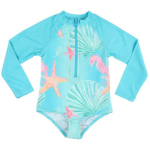 Dot & Zazz Baby Girls Seahorse Rashguard Swimsuit