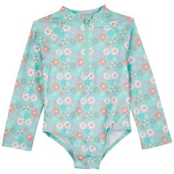 Baby Girls One Pc. Soft Floral Print Swimsuit