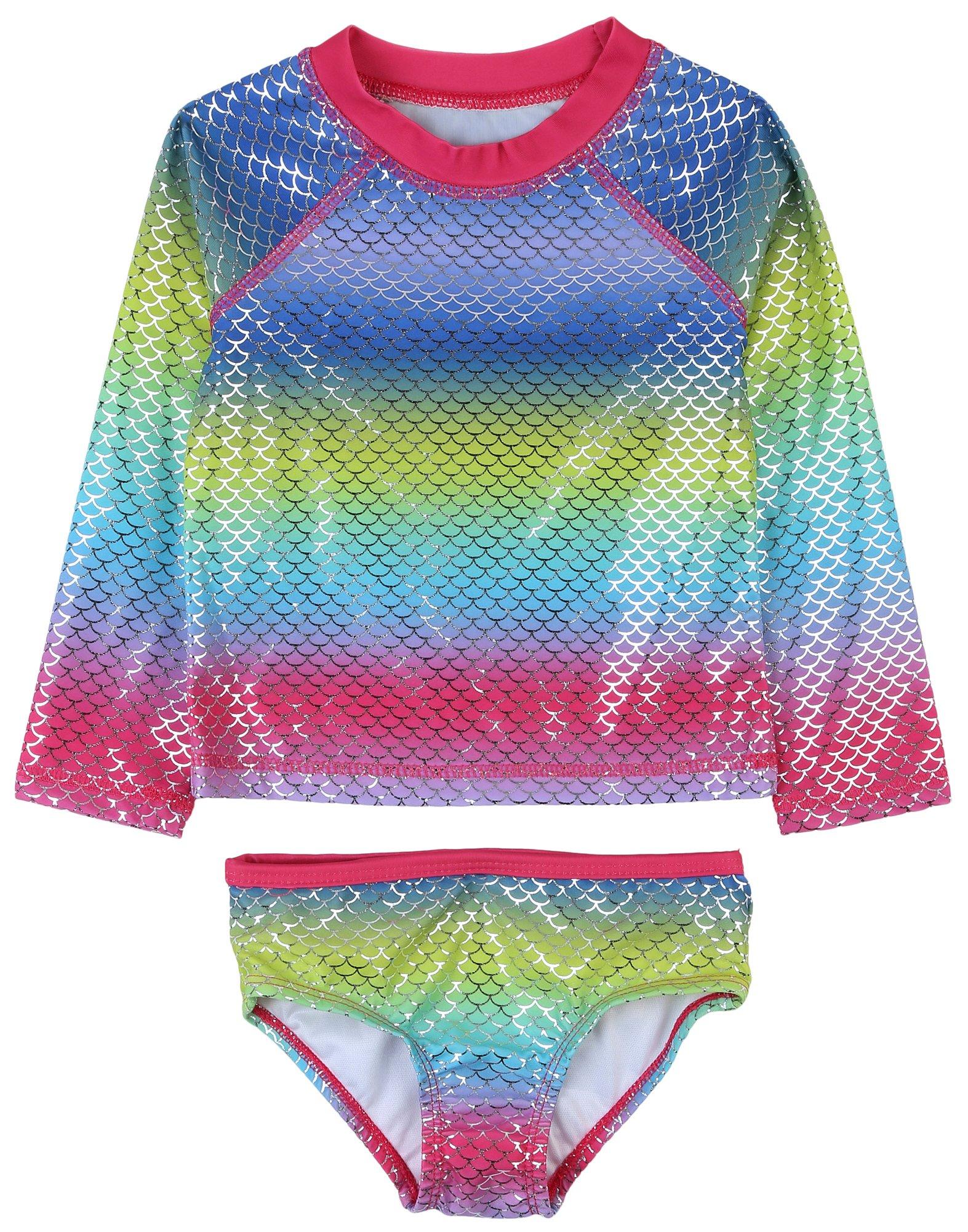 Baby Girls 2-pc. Mermaid Rainbow Swimsuit Set