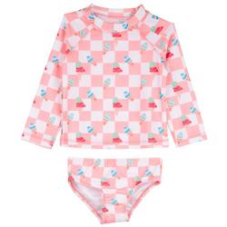 Baby Girls 2-pc. Ice Cream Checker Swimsuit Set