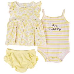 Quiltex Baby Girls 3-pc. Wildflowers Bee Panty Set