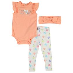 Quiltex Baby Girls 3-pc. Love Mommy Most Pant Set