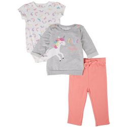 Quiltex Baby Girls 3-pc. Creeper Sweater Pant Set
