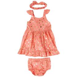 Baby Girls 3-pc.Foil Heart Dress Set