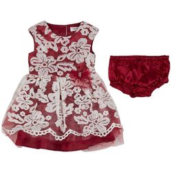 Nannette Baby Girls XMAS Floral Embroidered Tutu Dress