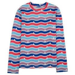 Toddler Girls Fin Waves Stripe Graphic Long Sleeve Top