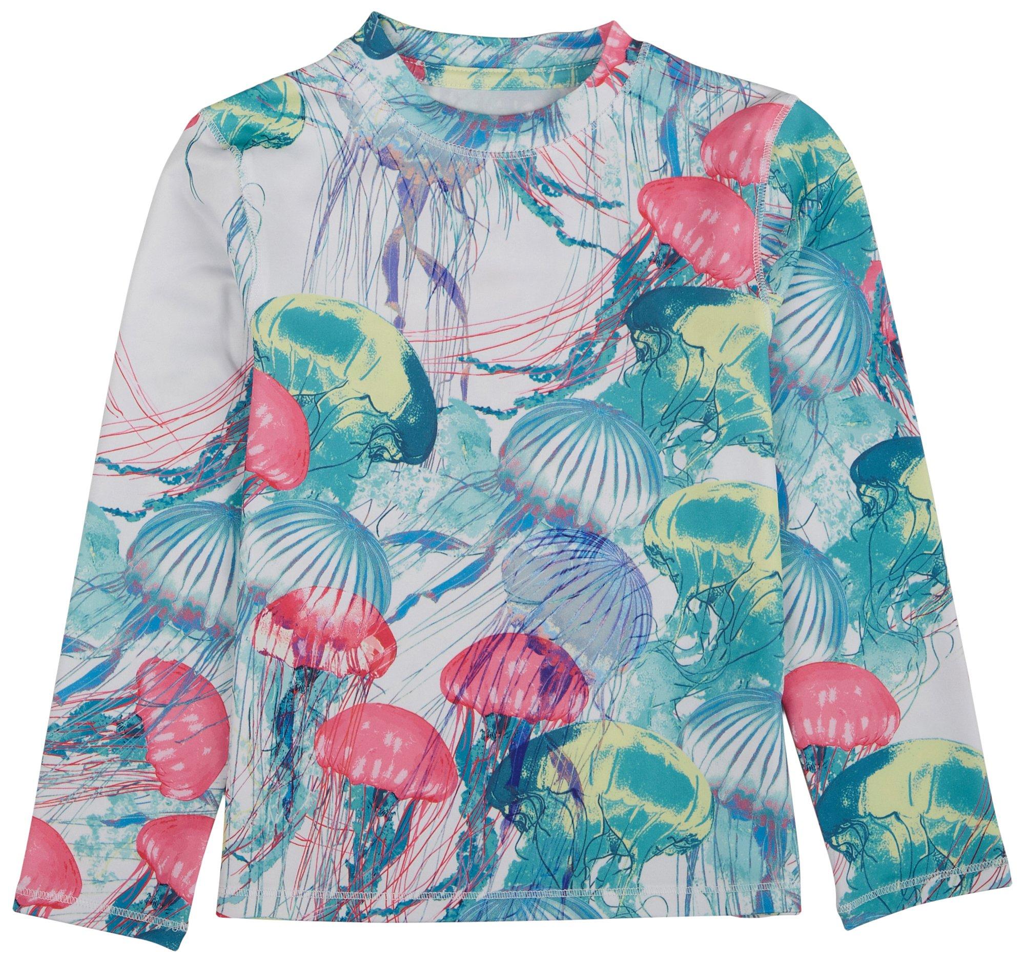 Toddler Girls Jelly Fish Screen Print Long Sleeve Top