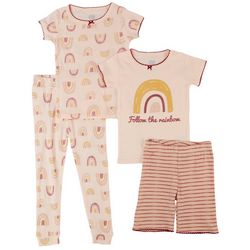Cutie Pie Baby Toddler Girls 4 pc. Rainbow Pajama Set