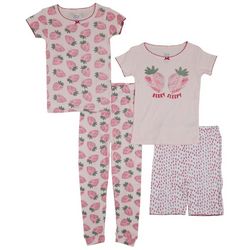 Cutie Pie Baby Toddler Girls 4 pc. Strawberry  Pajama Set