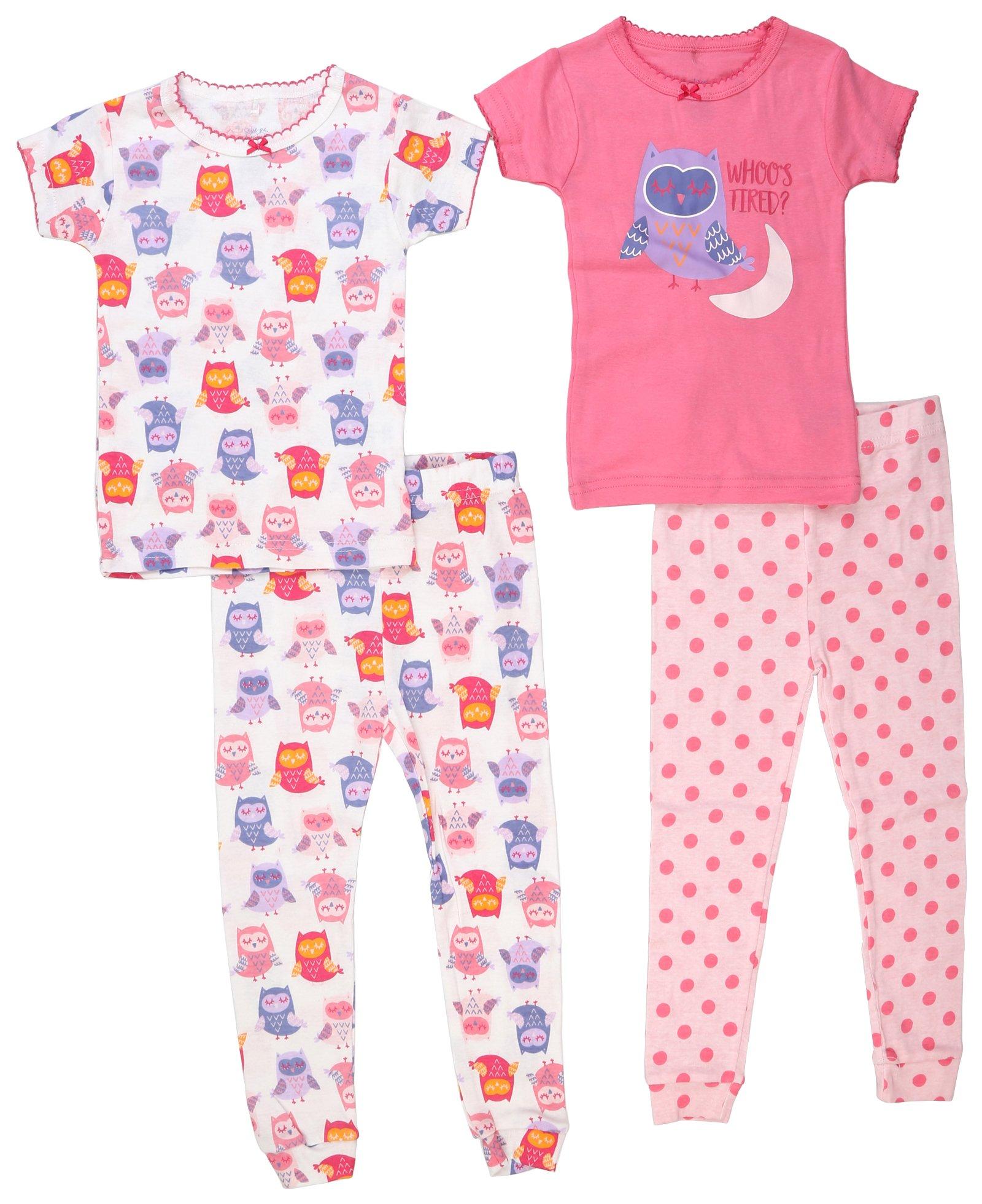 Cutie Pie Toddler Girls Whoos Tired Pajama Set