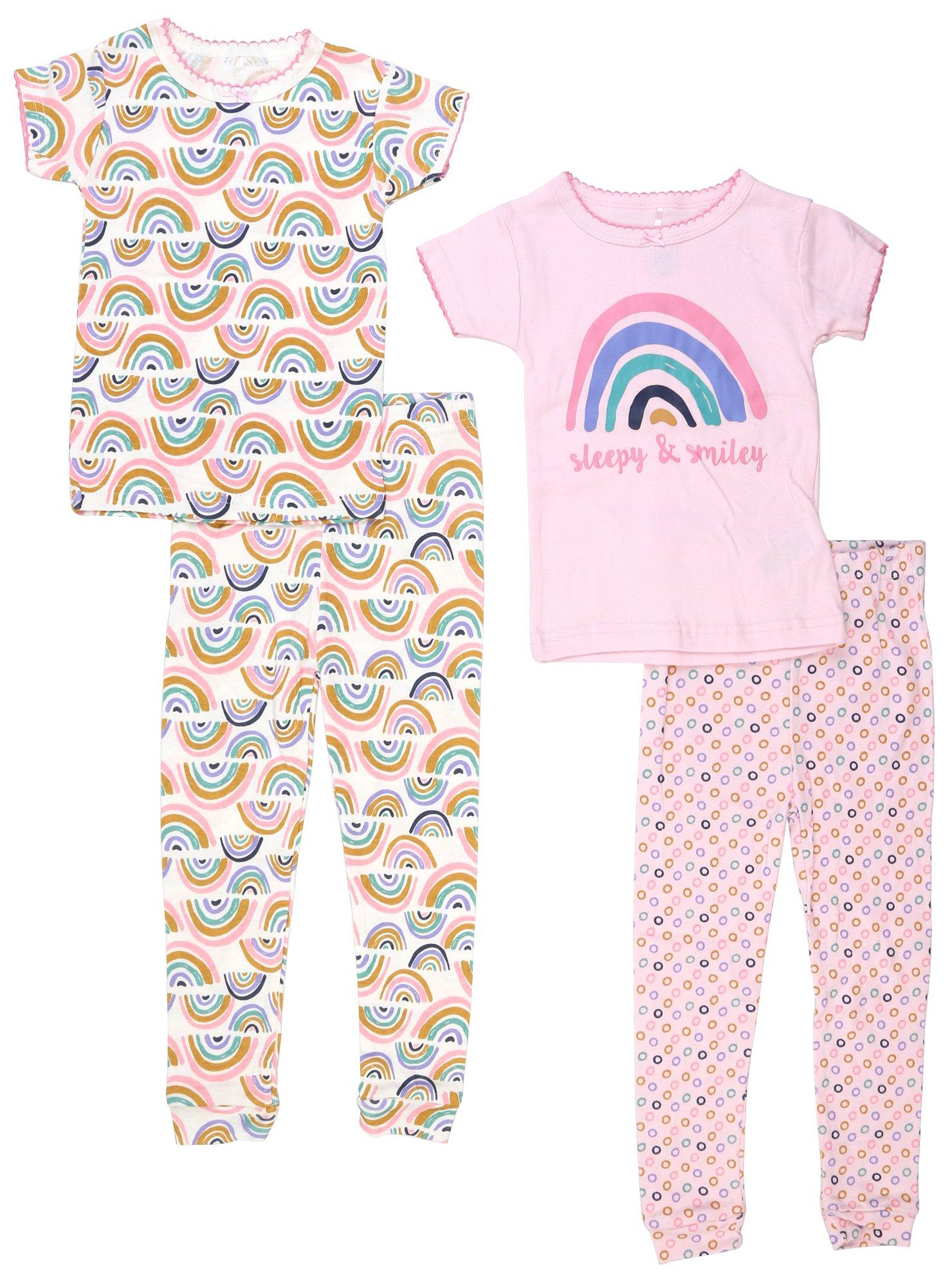 Cutie Pie Toddler Girls Sleepy & Smiley Rainbow  Pants Set