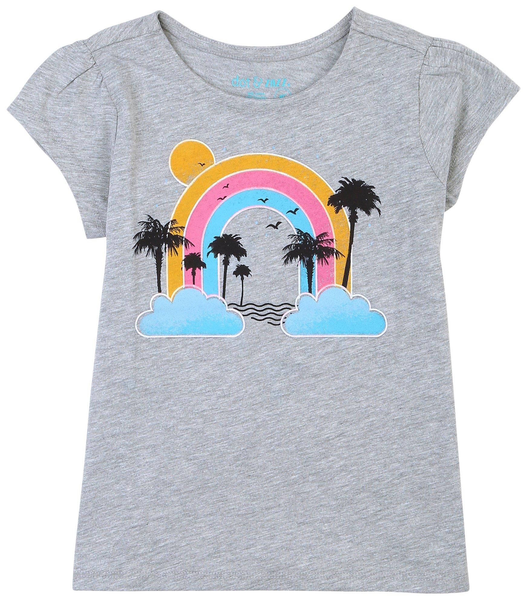 DOT & ZAZZ Toddler Girls Rainbow Shore Short Sleeve Tee