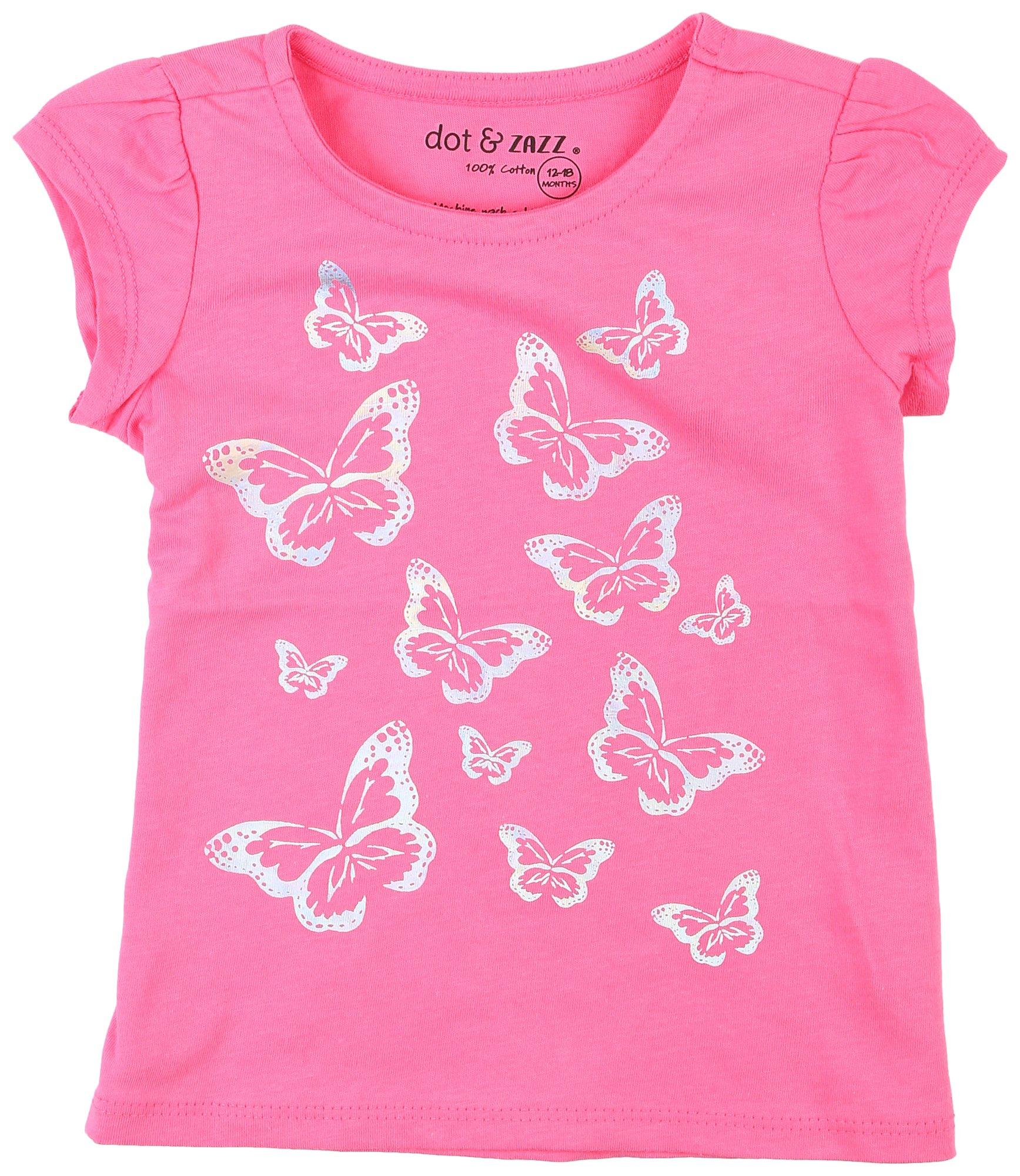DOT & ZAZZ Toddler Girls Butterflies Short Sleeve Top
