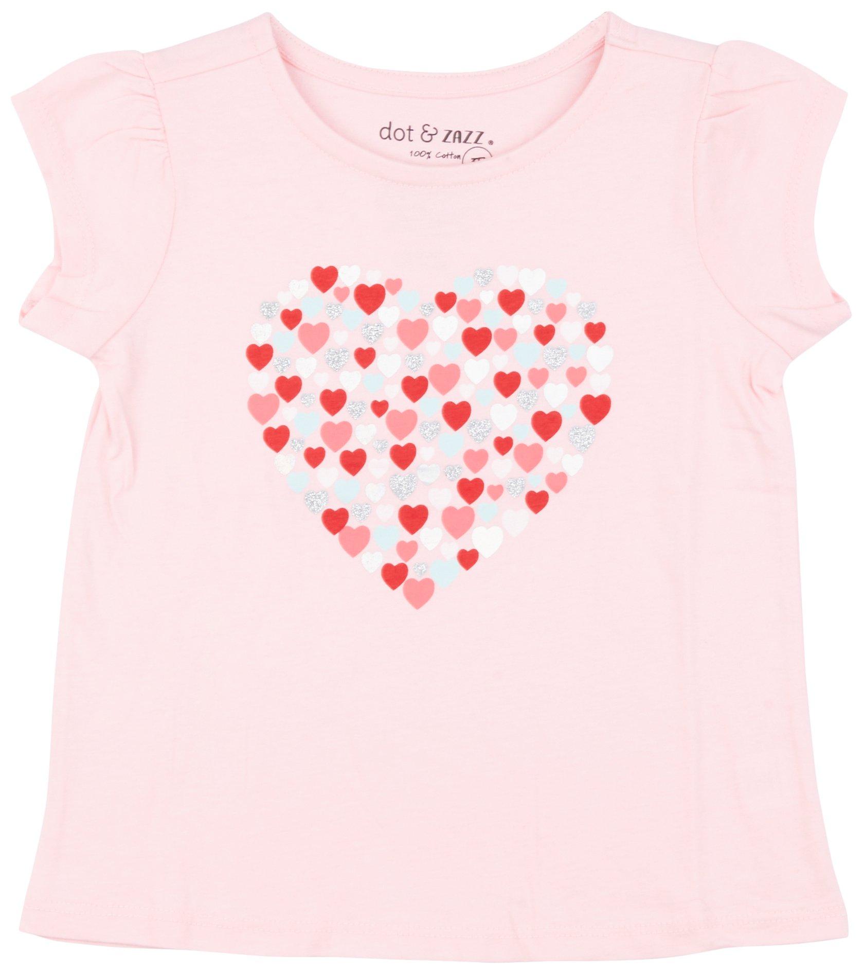 DOT & ZAZZ Toddler Girls Heart Short SleeveTop