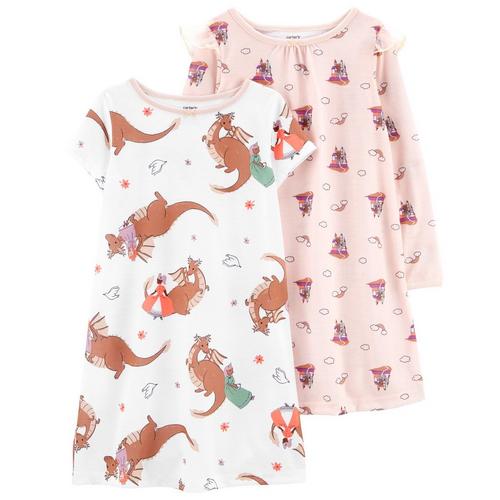 Carters Toddler Girls 2pc. Dragon Prints Night Gowns