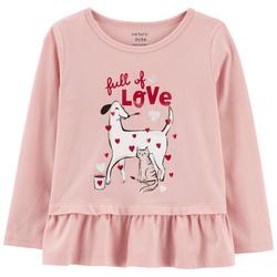 Toddler Girls Pink Valentines Peplum Dress