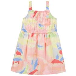 Toddler Girls Watercolor Multi Print Sateen Dress