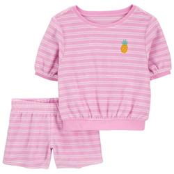Toddler Girls 2-pc. Pink Stripe Terry Set