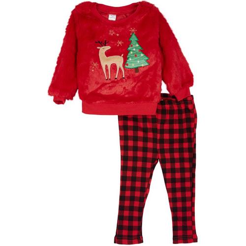 Baby Essentials Baby Girls 2-pc. Reindeer Fleece Pant