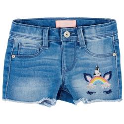 Toddler Girls Rainbow Unicorn Denim Shorts