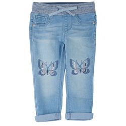 Squeeze Toddler Girls Butterfly Embroidered Denim Jeans