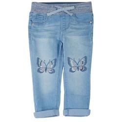 Toddler Girls Butterfly Embroidered Denim Jeans