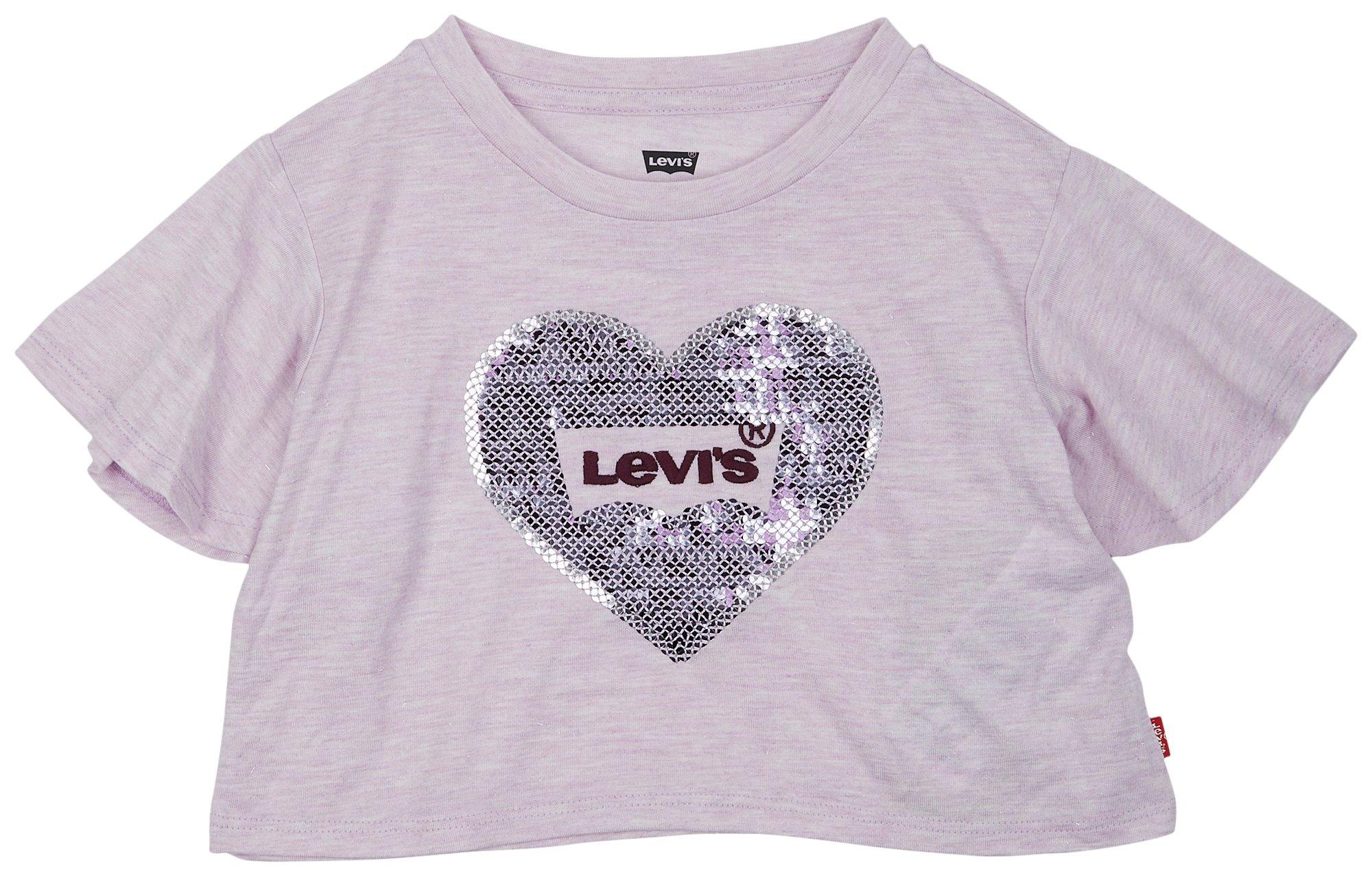 Toddler Girls Sparkle Logo Heart Short Sleeve Tee