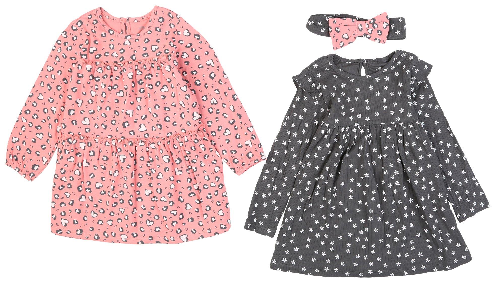 Little Me Toddler Girls 3 Pc. Animal & Floral Dress  Set