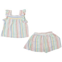 Toddler Girls 2 Pc Striped Skort Set
