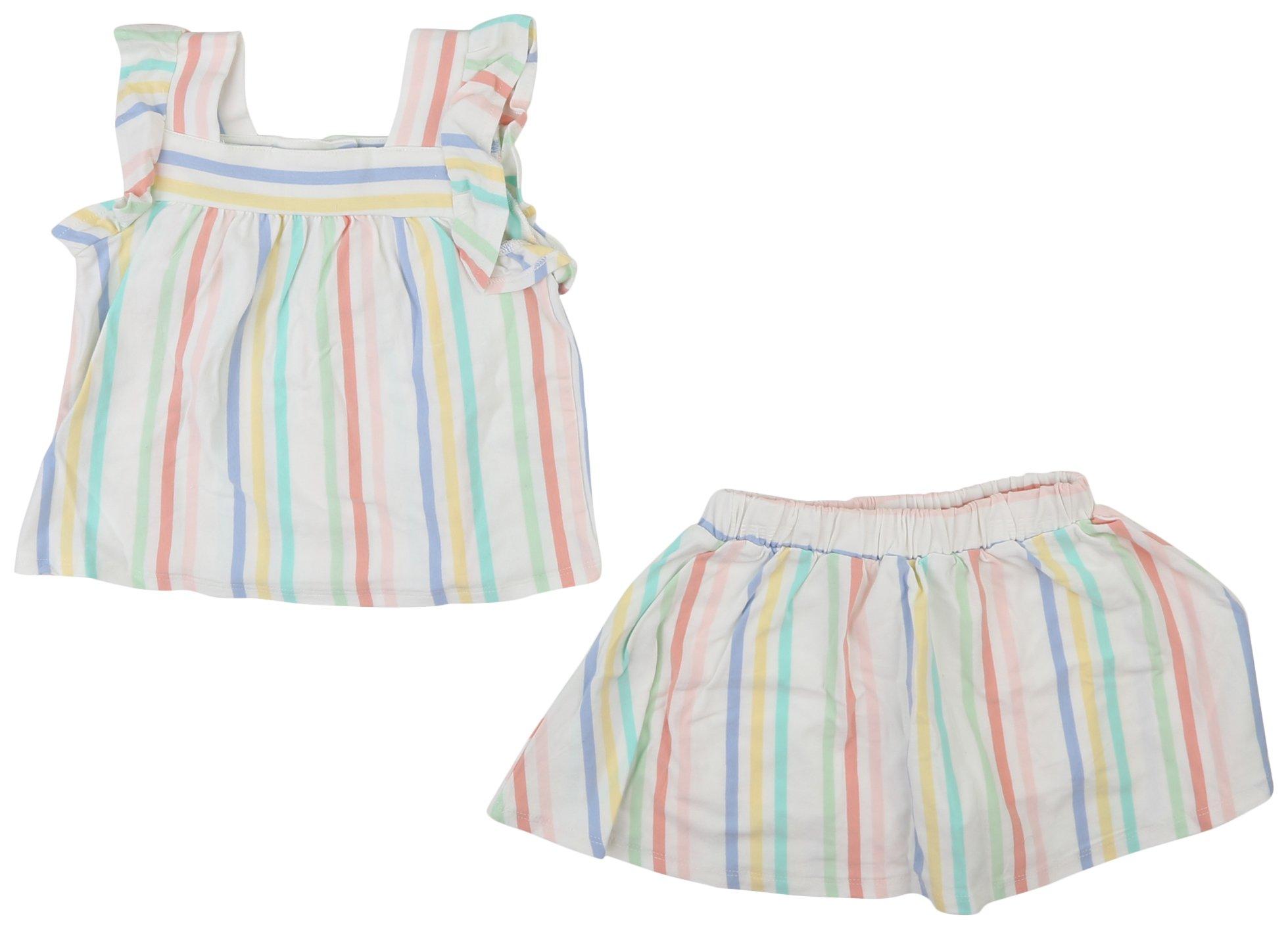 Toddler Girls 2 Pc Striped Skort Set
