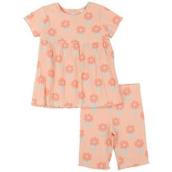 Toddler Girls 2pc. Short Sleeve Floral Ribbed Dress Set