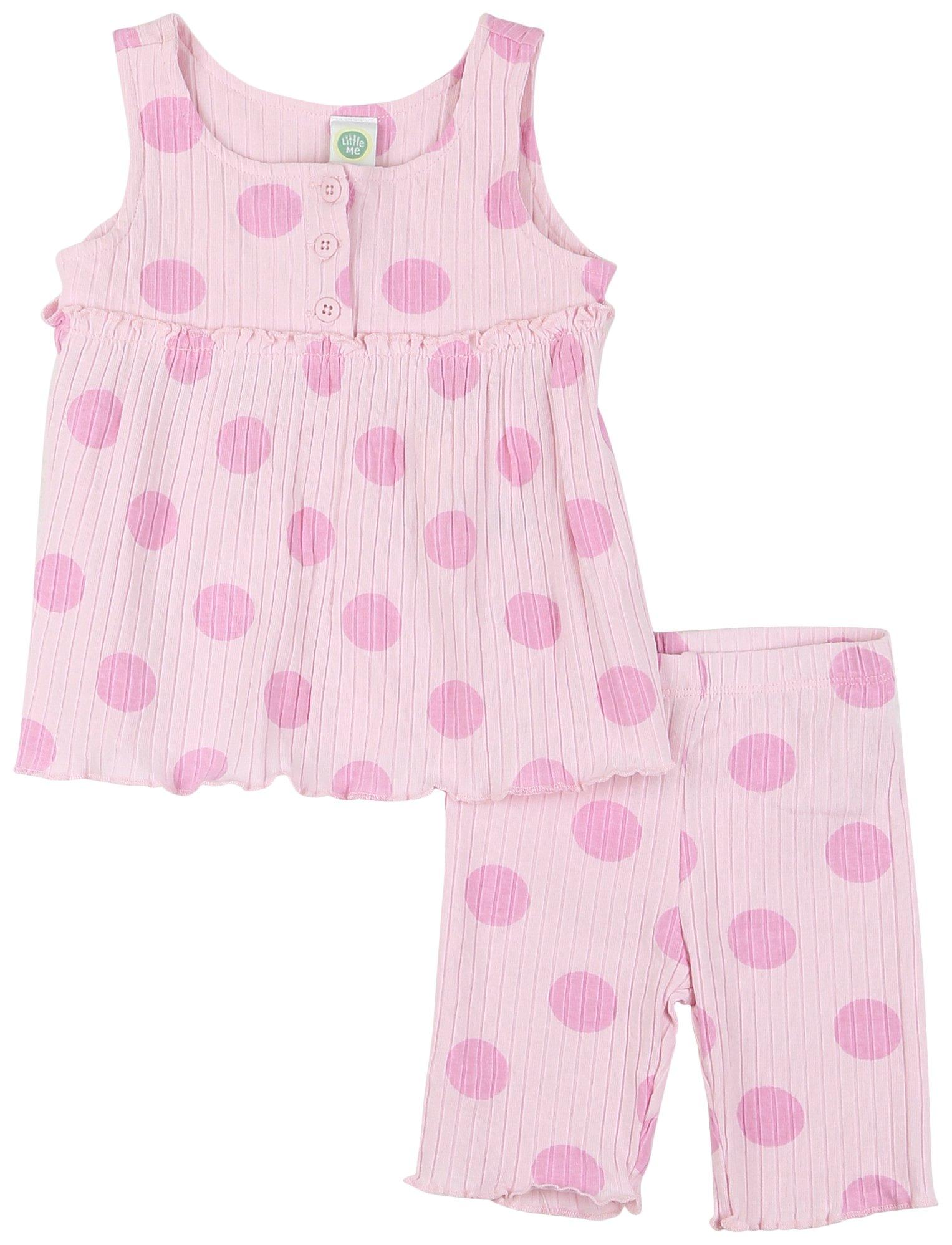 Toddler Girls 2pc. Short Sleeve Dot Peplum Ribbed Dress Set