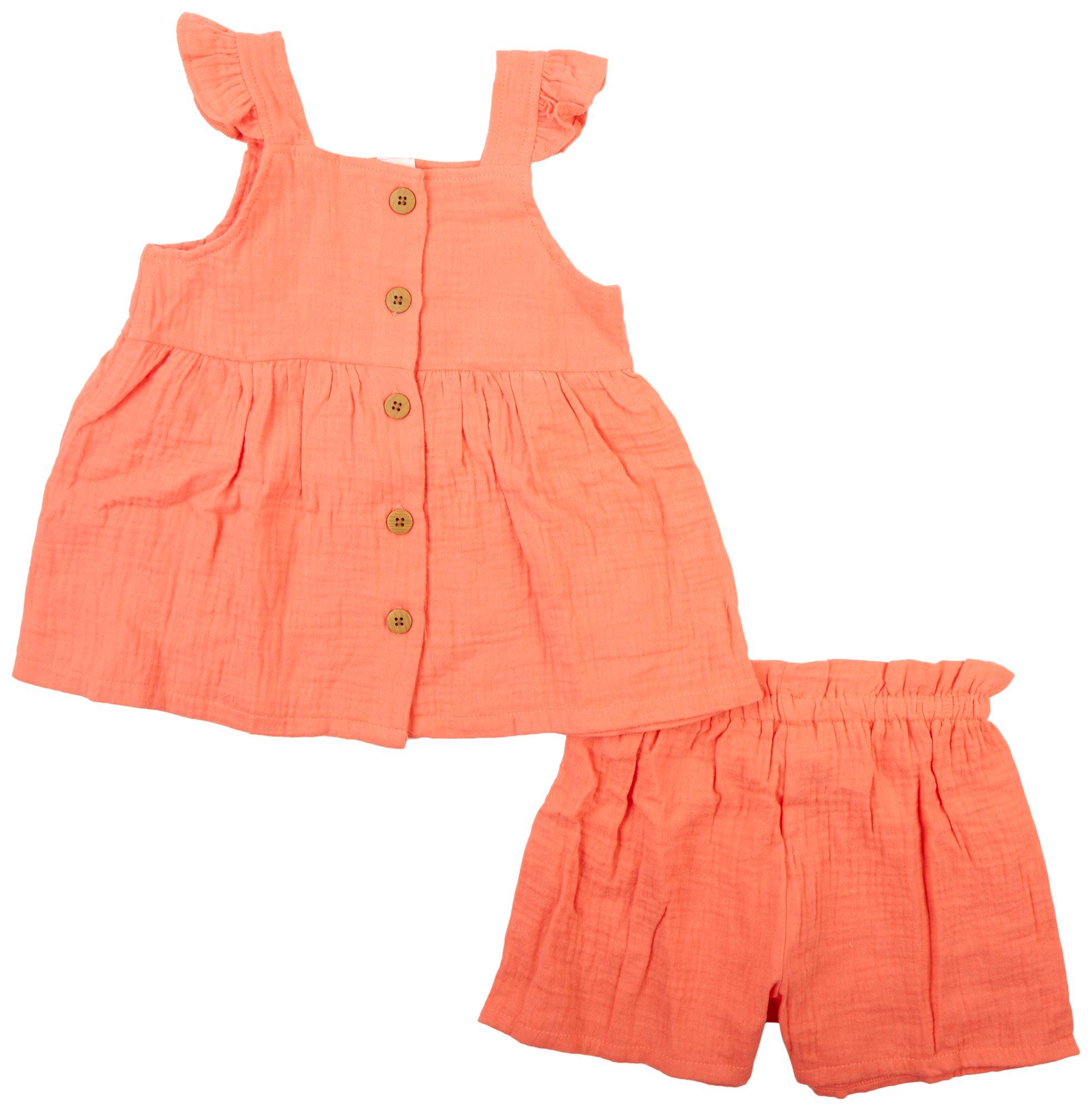 Toddle Girls 2-pc. Gauze Dress Short Set