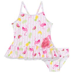 Little Me Toddler Girls 2-pc. Flamingo Peplum Swimsuit