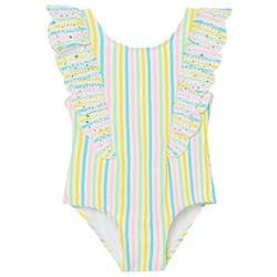Toddler Girls Stripe Eyelet Ruffle Swimsuit