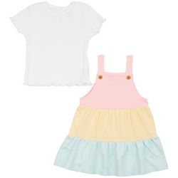 Little Me Toddler Girls 2 Pc. Knit Top Colorblock Dress Set