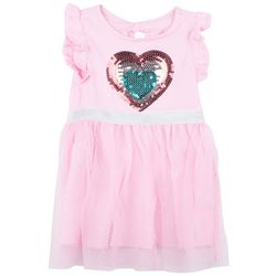 DOT & ZAZZ Toddler Girls Heart Sequin Flutter Sleeve Dress