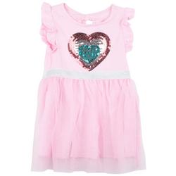 Toddler Girls Heart Sequin Flutter Sleeve Dress