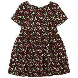 Toddler Girls Candy Cane Print Short Sleeve Dress