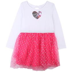Toddler Girls Heart Sequin Long Sleeve Dress