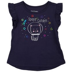 Dot & Zazz Toddler Girls Space Catdet  Ruffle Sleeve Top