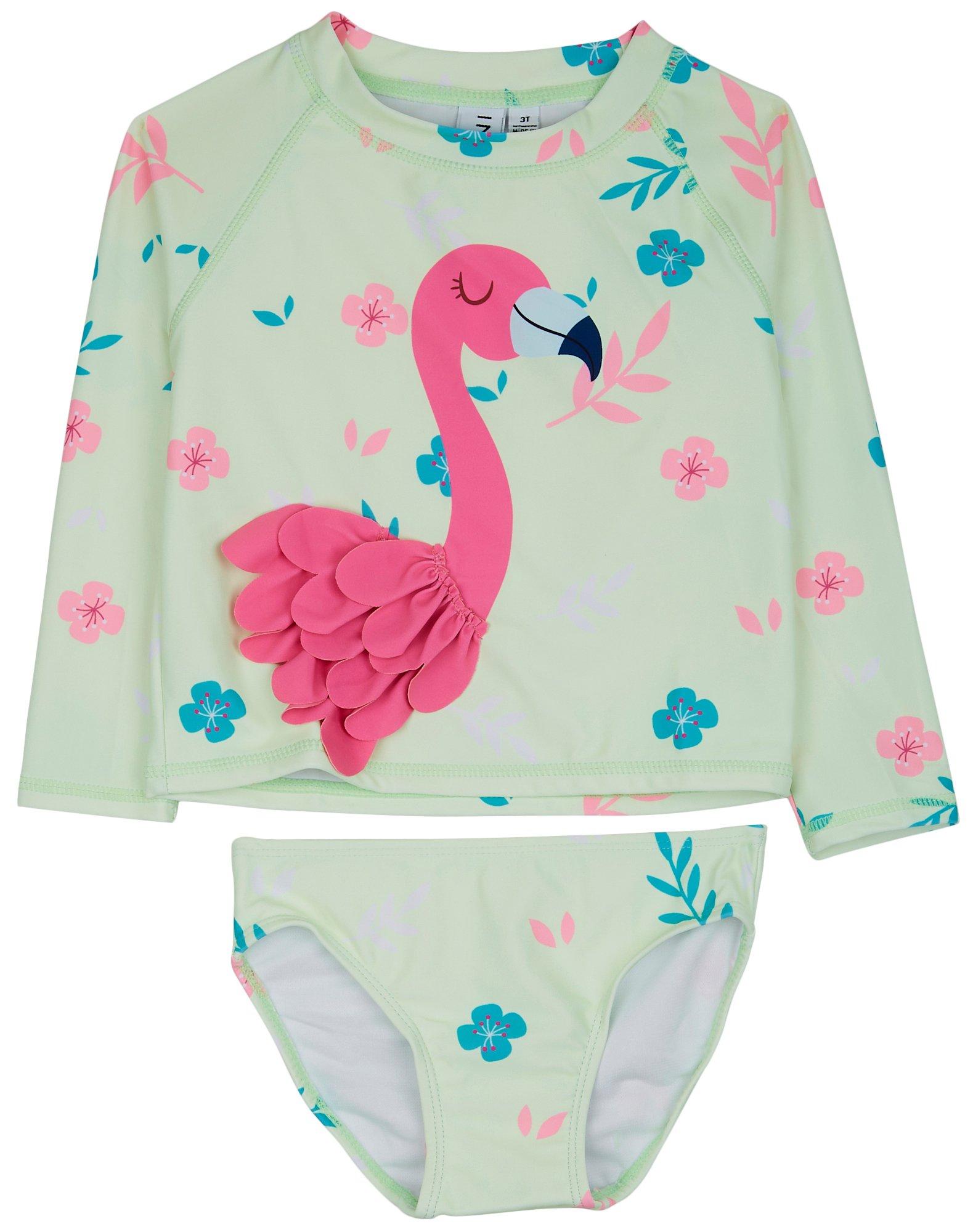 In Gear Toddler Girls 2-pc. Flamingo Rashguard Swimsuit Set