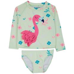 Toddler Girls 2-pc. Flamingo Rashguard Swimsuit Set