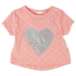 Toddler Girls Peace In My Heart Glitter Short Sleeve Top