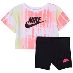 Nike Toddler Girls 2-pc. Tie Dye Stripe Boxy Short Set