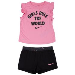 Nike Toddler Girls 2 Pc Girls Run The World Mesh Shorts Set