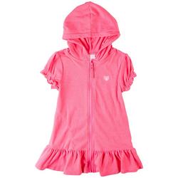 Toddler Girls Solid Zipper Hooded Cover Up