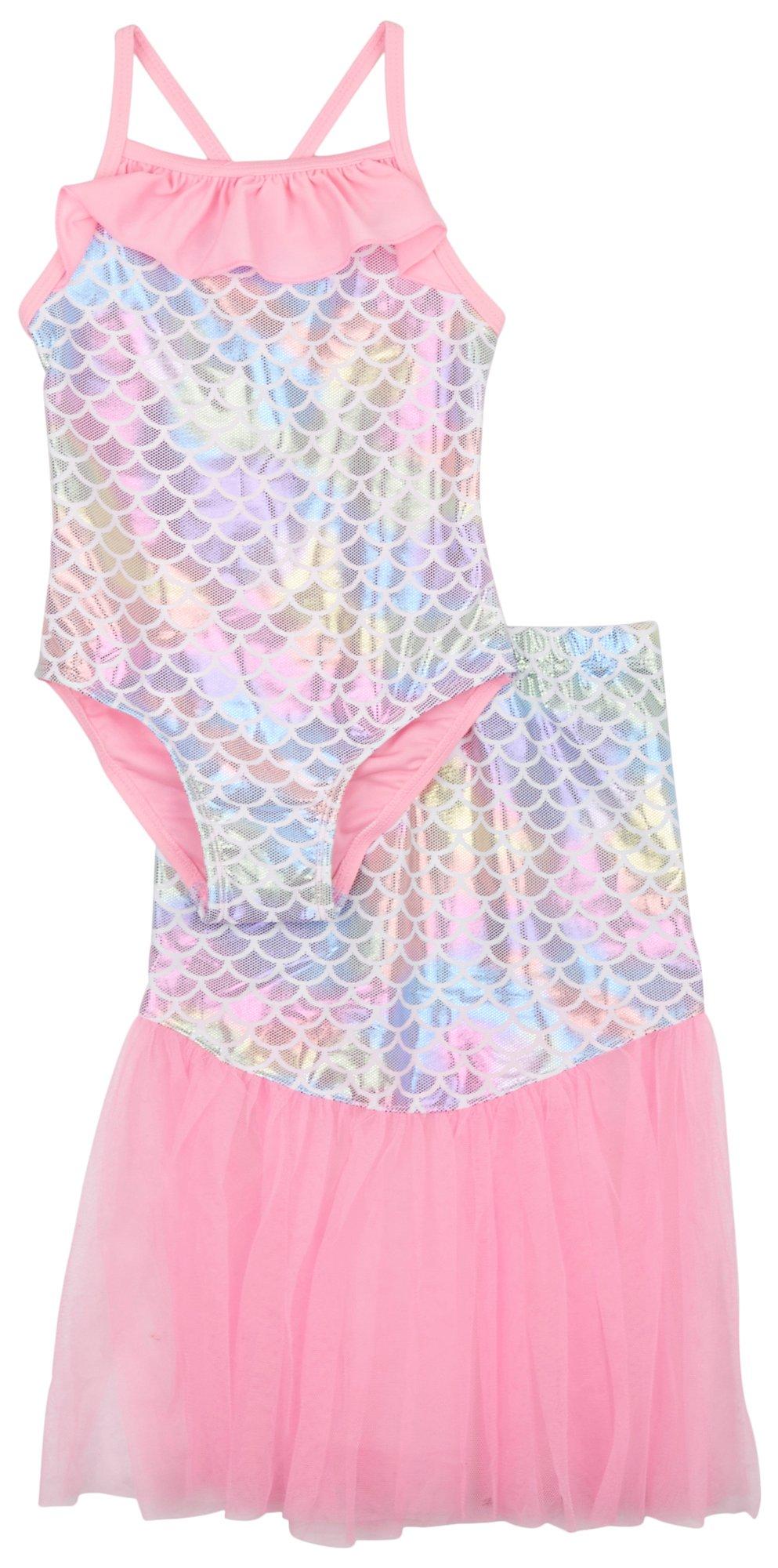 Floatimini Toddler Girls 2 Pc. Mermaid Suit + Skirt Set