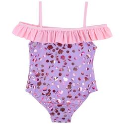 Toddler Girls One Pc. Floral Foil Swimsuit
